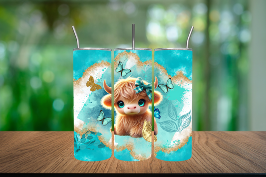 20oz Teal Eyed Highland cow Tumbler