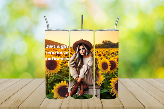 20oz sunflower girl tumbler