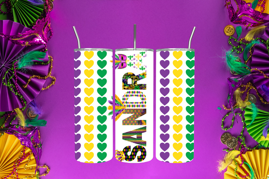 20oz personalized Mardi Gras tumbler